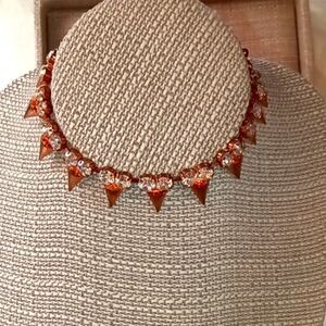 Crystal Ankle bracelet Copper Toned Metal 6.5-9.5 inch